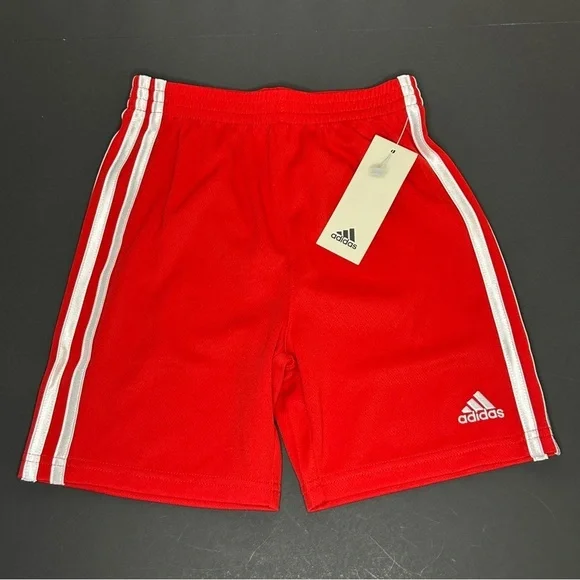 Adidas Boys' Athletic Shorts Size 6 Red Elastic Waistband - Picture 2 of 9